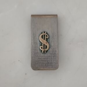 Sleek Silver Money Clip with Textured Finish and Dollar Sign